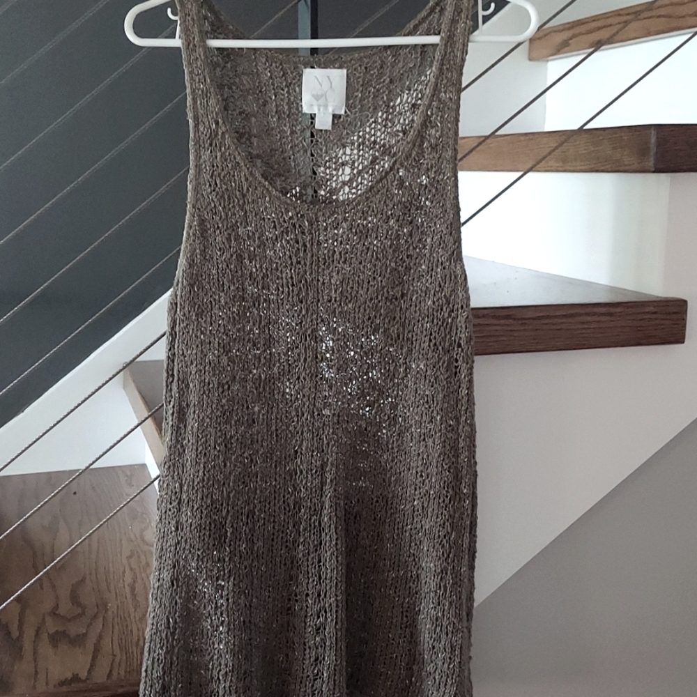 New York and Company Loose Knit Khaki tank top / sleeveless top. Size M